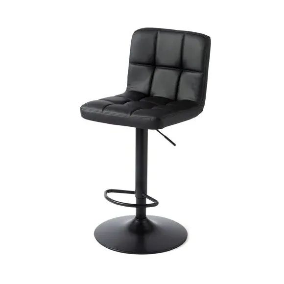 Adjustable Swivel Bar Stool - Black, Faux Leather
