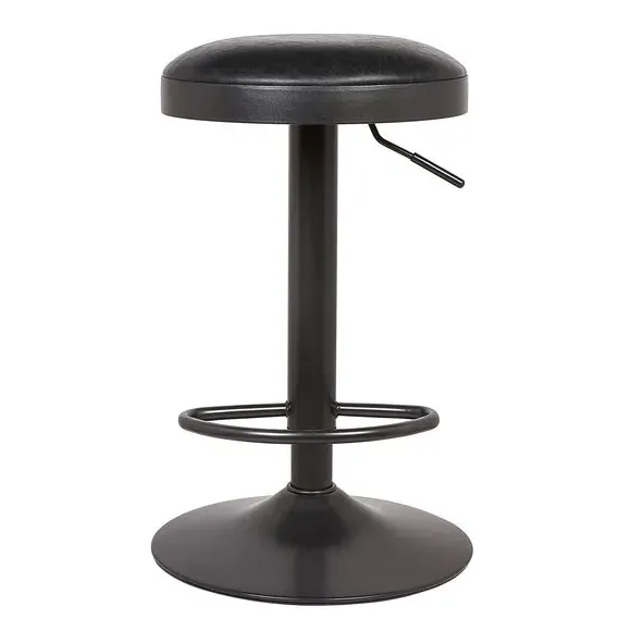 Adjustable Swivel Bar Stool - Black, Faux Leather image