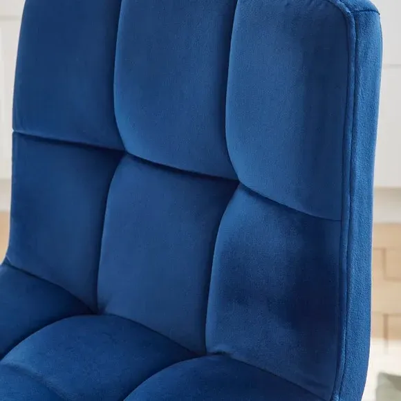 Adjustable Swivel Bar Stool - Blue, Velvet
