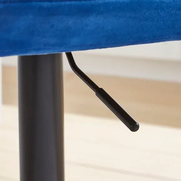 Adjustable Swivel Bar Stool - Blue, Velvet