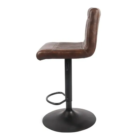 Adjustable Swivel Bar Stool - Brown, Faux Leather