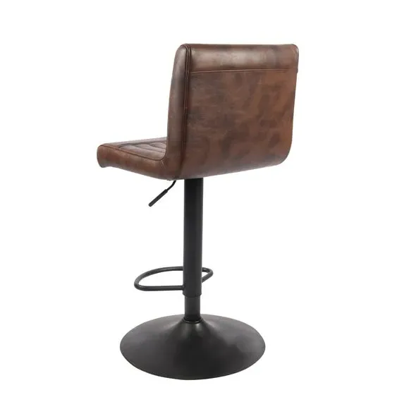Adjustable Swivel Bar Stool - Brown, Faux Leather