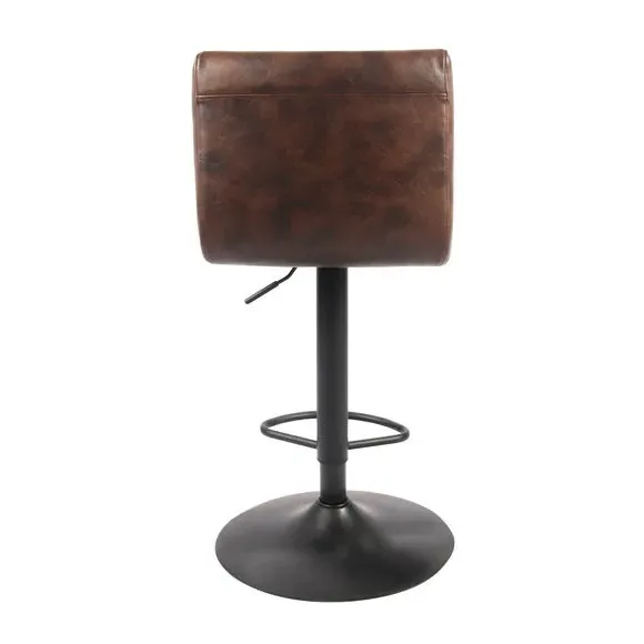 Adjustable Swivel Bar Stool - Brown, Faux Leather