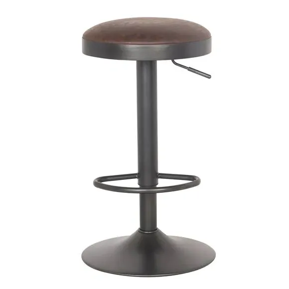 Adjustable Swivel Bar Stool - Brown, Faux Leather