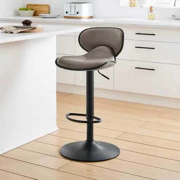 Adjustable Swivel Bar Stool - Charcoal, Faux Leather