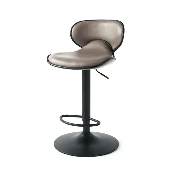 Adjustable Swivel Bar Stool - Charcoal, Faux Leather