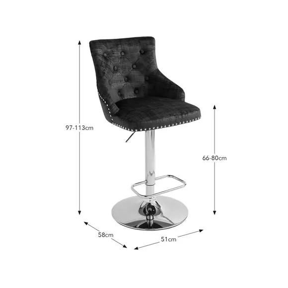 Adjustable Swivel Bar Stool - Green, Velvet