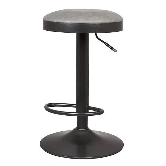 Adjustable Swivel Bar Stool - Grey, Faux Leather