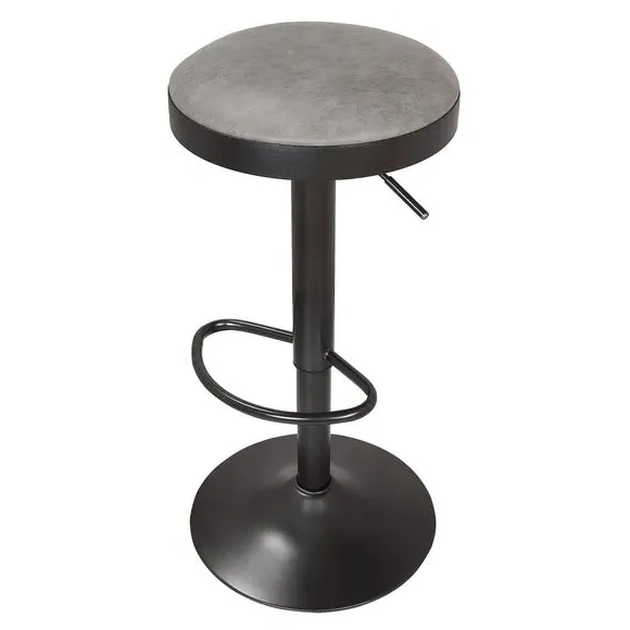 Adjustable Swivel Bar Stool - Grey, Faux Leather