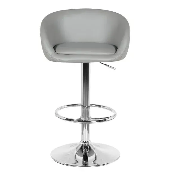 Adjustable Swivel Bar Stool - Grey, Faux Leather