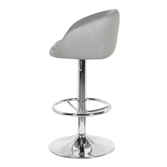 Adjustable Swivel Bar Stool - Grey, Faux Leather