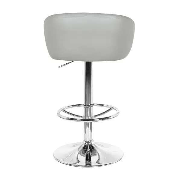 Adjustable Swivel Bar Stool - Grey, Faux Leather