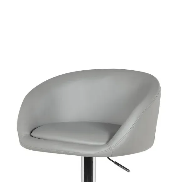Adjustable Swivel Bar Stool - Grey, Faux Leather