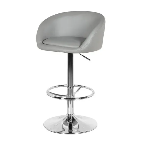 Adjustable Swivel Bar Stool - Grey, Faux Leather