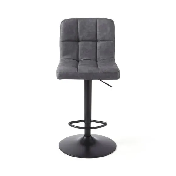 Adjustable Swivel Bar Stool - Grey, Faux Leather