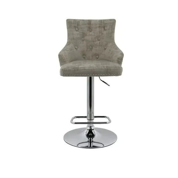 Adjustable Swivel Bar Stool - Mink, Velvet