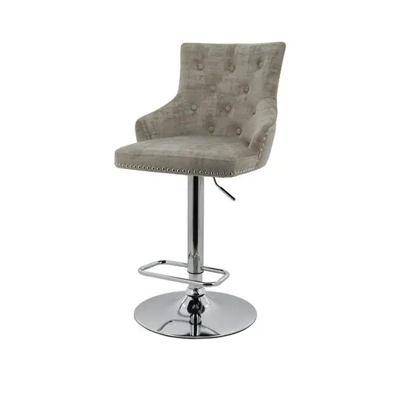 Adjustable Swivel Bar Stool - Mink, Velvet