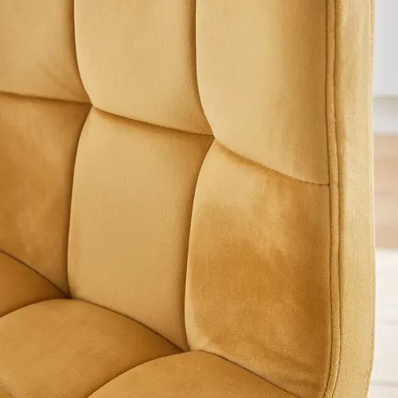Adjustable Swivel Bar Stool - Old Gold, Velvet