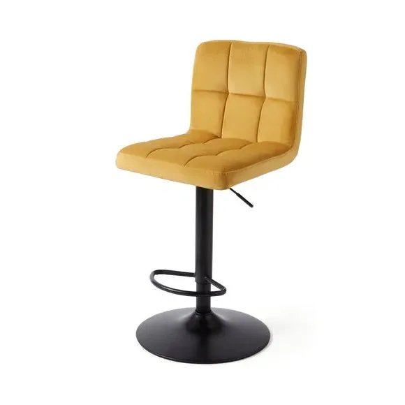 Adjustable Swivel Bar Stool - Old Gold, Velvet