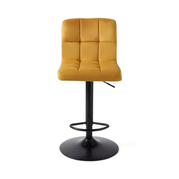 Adjustable Swivel Bar Stool - Old Gold, Velvet