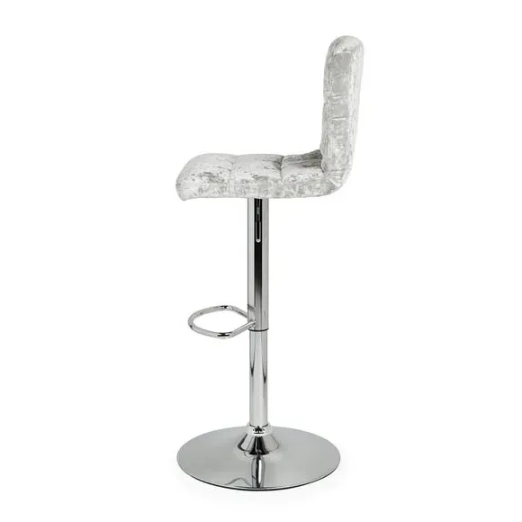 Adjustable Swivel Bar Stool - Silver, Velvet