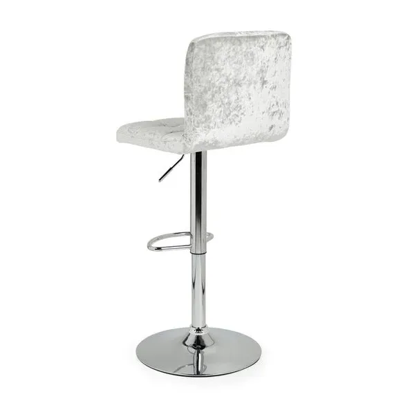 Adjustable Swivel Bar Stool - Silver, Velvet