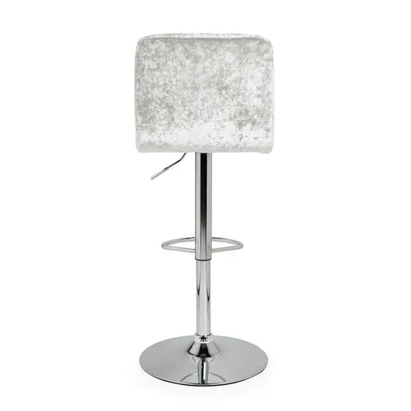 Adjustable Swivel Bar Stool - Silver, Velvet