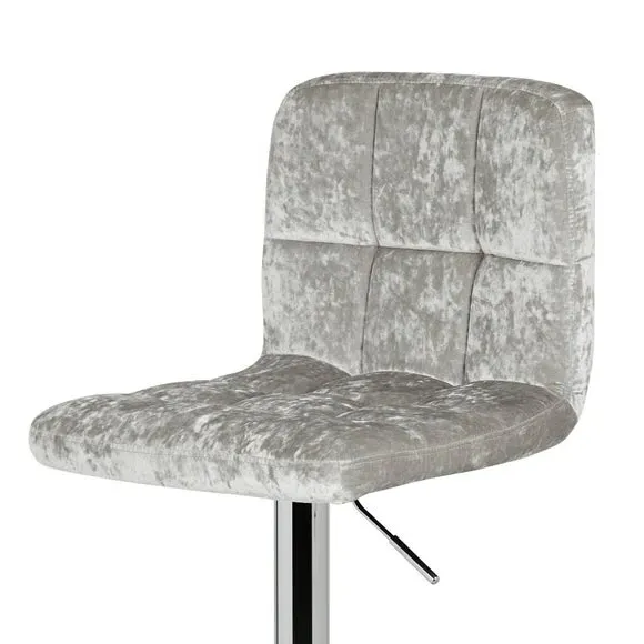 Adjustable Swivel Bar Stool - Silver, Velvet