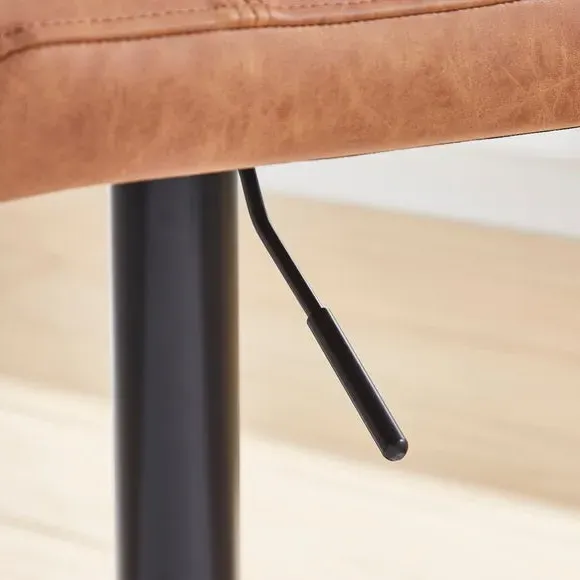 Adjustable Swivel Bar Stool - Tan, Faux Leather