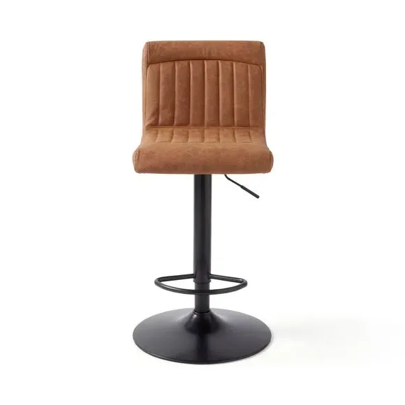 Adjustable Swivel Bar Stool - Tan, Faux Leather