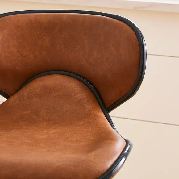 Adjustable Swivel Bar Stool - Tan, Faux Leather