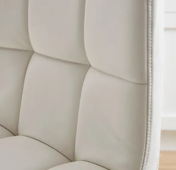 Adjustable Swivel Bar Stool - White, Faux Leather