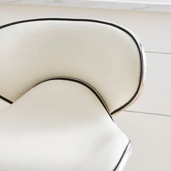 Adjustable Swivel Bar Stool - White, Faux Leather