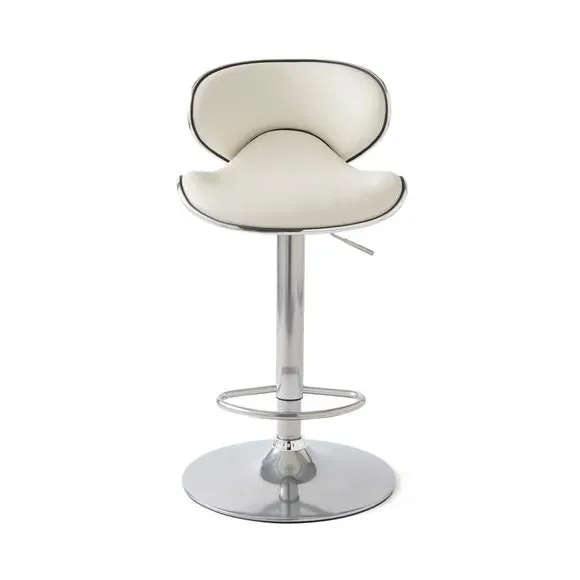 Adjustable Swivel Bar Stool - White, Faux Leather