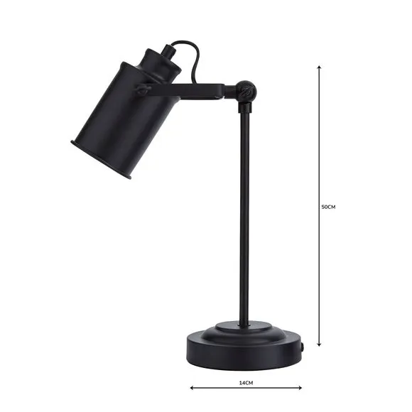 Adjustable Table Lamp - Black, Metal