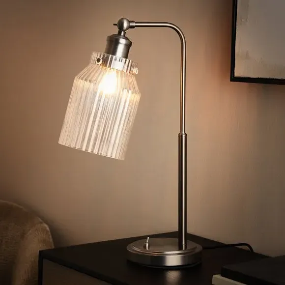 Adjustable Table Lamp Industrial Ribbed - Clear