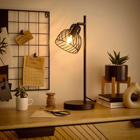 Adjustable Table Lamp Industrial Style - Black Metal