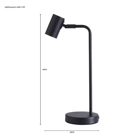 Adjustable Table Lamp - Matt Black, Metal
