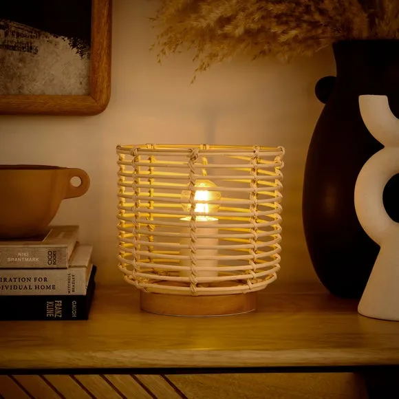 Adjustable Table Lamp - Natural, Rattan