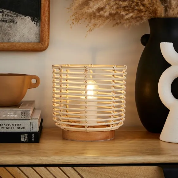 Adjustable Table Lamp - Natural, Rattan