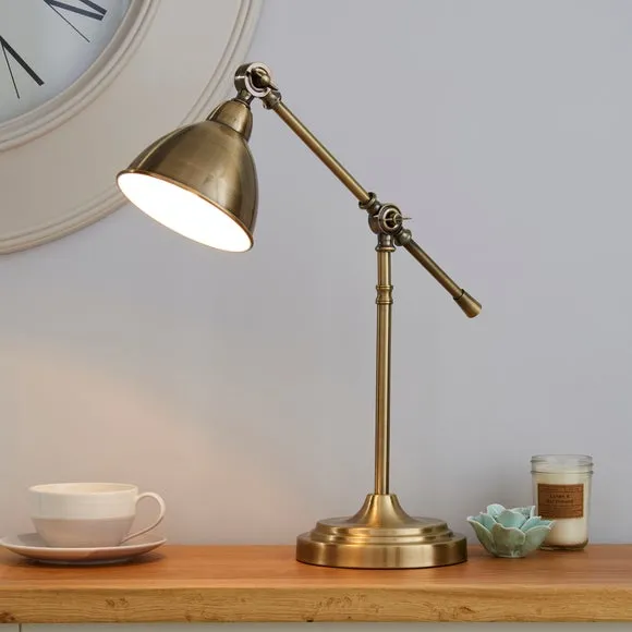 Adjustable Table Lamp with Lever Arm - Brass image