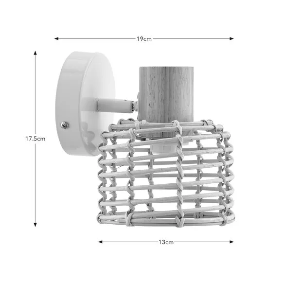 Adjustable Wall Light - Natural, Rattan