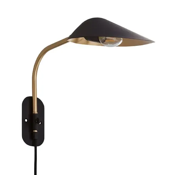 Adjustable Wall Light with Plug - Black