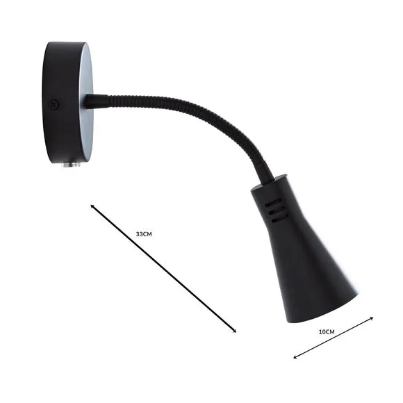 Adjustable Wall Light with Plug - Black, Steel