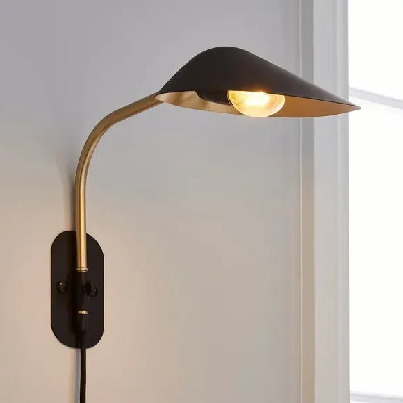 Adjustable Wall Light with Plug - Black image