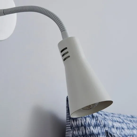 Adjustable Wall Light with Plug - Ivory, Steel