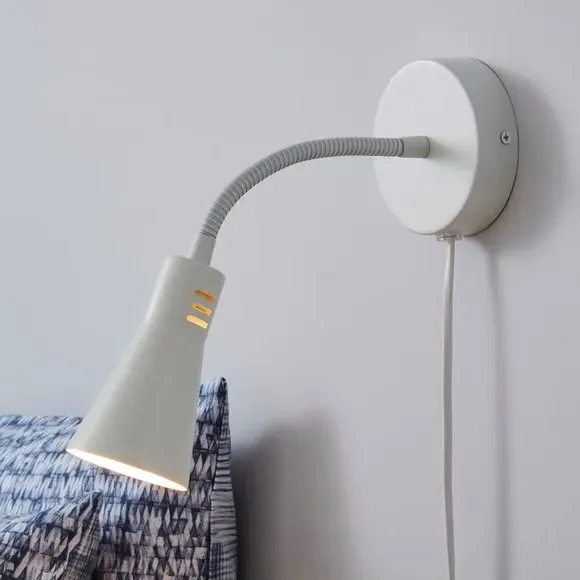 Adjustable Wall Light with Plug - Ivory, Steel