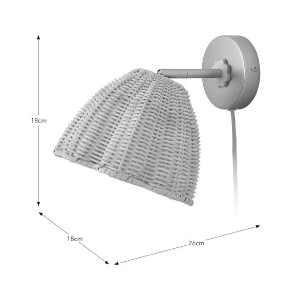 Adjustable Wall Light with Scallop Detail - Rattan