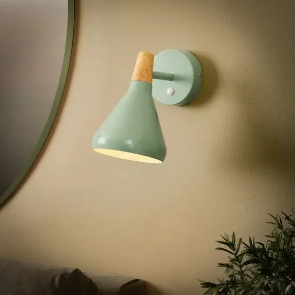 Adjustable Wall Light with Switch - Green, Metal