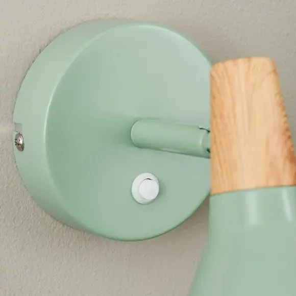 Adjustable Wall Light with Switch - Green, Metal